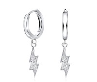 Thunder Shaped Silver Huggies Earring HO-2417